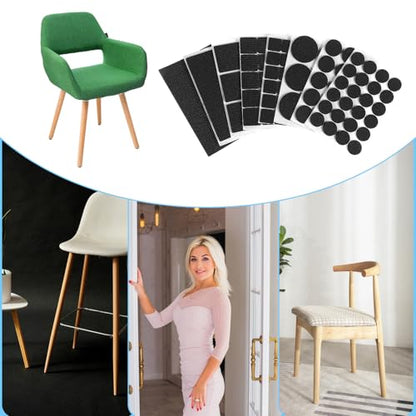 93pcs Anti Slide Furniture Grips,8 Sizes of Nons Slip Pad, 3 Styles of Noise-Reducing Self-Adhesive Non Slips Pad, Chair Leg Floor Protectors for Various Furniture Legs, Black