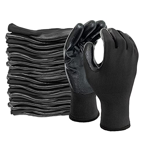 Evridwear Nitrile Coated Work Gloves,Superior Oil Resistance with Grip for Men Women Automotive,Gardening, Mechanic - color: Black, size: X-Large