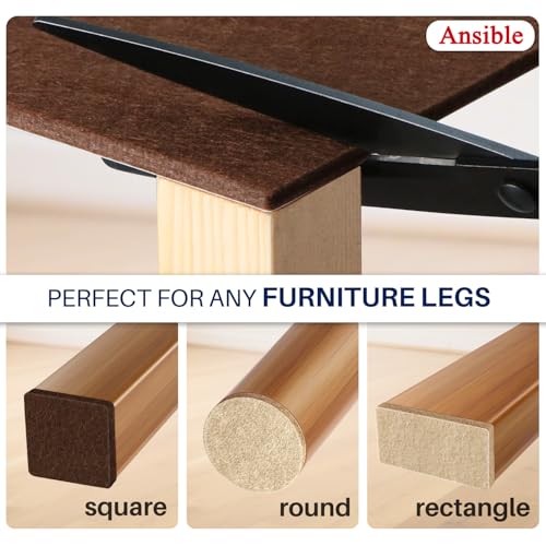 Ansible 145 PCS Felt Furniture Pads, Furniture Pads for Hardwood Floors, Chair Leg Feet Wood Floor Protectors (Brown and Beige) - size: 145 PCS Brown & Beige