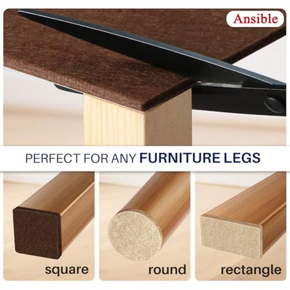 Ansible 145 PCS Felt Furniture Pads, Furniture Pads for Hardwood Floors, Chair Leg Feet Wood Floor Protectors (Brown and Beige) - size: 145 PCS Brown & Beige