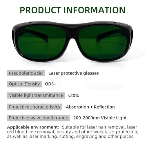 Wrap-Around Laser Safety Glasses 200nm-2000nm Protective Goggles For Tattooing And Laser - color: Green-5