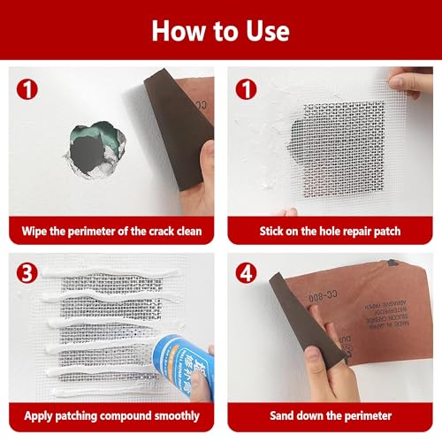 6PCS 8Inch Aluminum Wall Repair Patch, Self Adhesive Fiberglass Wall Hole Patch, Large Hole Patch Repair for Drywall, Sheet Rock - size: 8Inch
