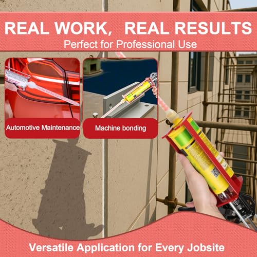 Epoxy Gun Dual Component 400ml – Manual 1:1 & 2:1 Ratio Adhesive Applicator for Epoxy, Urethane, Acrylic,High-Thrust 2-Part Adhesive Gun for Panel Bonding, Structural & Plastic Repair,Red - size: 400 ml (1:1, 2:1)
