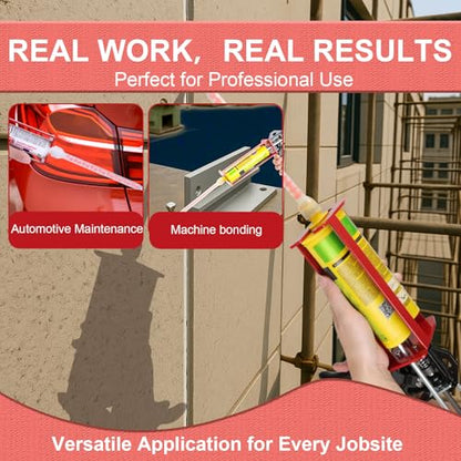 Epoxy Gun Dual Component 400ml – Manual 1:1 & 2:1 Ratio Adhesive Applicator for Epoxy, Urethane, Acrylic,High-Thrust 2-Part Adhesive Gun for Panel Bonding, Structural & Plastic Repair,Red - size: 400 ml (1:1, 2:1)