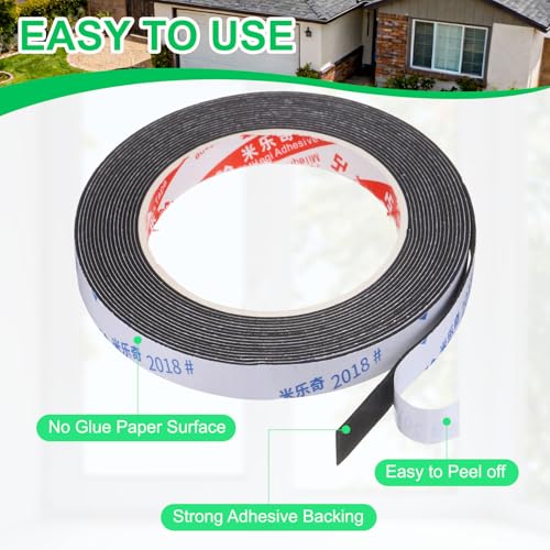 PATIKIL Sponge Rubber Foam Tape, 5/8" W x 1/32" t x 16.4ft l Self-Adhesive Foam Insulation Tape Weather Stripping for Window Door Soundproofing Weatherstrip AC Seal Strip, Black - size: 5/8" x 1/32" x 16.4ft