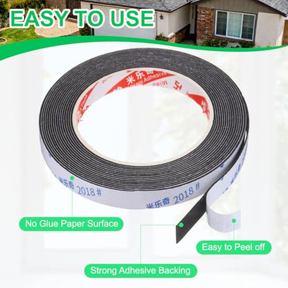 PATIKIL Sponge Rubber Foam Tape, 5/8" W x 1/32" t x 16.4ft l Self-Adhesive Foam Insulation Tape Weather Stripping for Window Door Soundproofing Weatherstrip AC Seal Strip, Black - size: 5/8" x 1/32" x 16.4ft