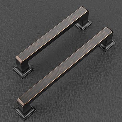 9BUILD 6 Pack 3.75 Inch Kitchen Cabinet Handles - Oil Rubbed Bronze Pulls Hardware for Cabinets and Cupboards - color: Oil Rubbed Bronze, size: 3.75"/96MM Hole Center, style: 6 Pack