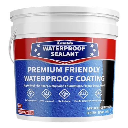 Liquid Water Proof Sealant Coating, 2 Gallon, Roof Leak Repair Coating Black, Water-Based Rubber Waterproof Sealant, Polyurethane Waterproof Coating for Roofs, Foundations, Basements - color: Black, size: 2 Gallon