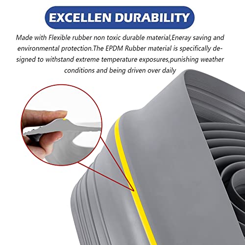16.5Ft/5M Universal Garage Threshold Seal Strip Garage Door Bottom Weatherproof Strip Rubber DIY Weather Stripping Replacement Not Include Adhesive (Grey-Yellow Line) - color: Gray, size: 16.5 Ft (no adhesives)