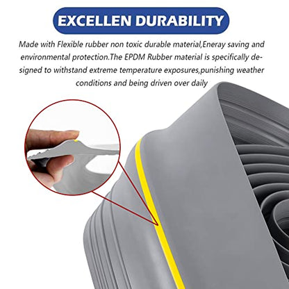 ToLanbbt 16.5Ft/5M Universal Garage Threshold Seal Strip with 300ml Black Adhesives, Garage Door Bottom Weatherproof Strip Rubber DIY Weather Stripping Replacement (Grey+Yellow) - color: Grey+Yellow, size: 16.5 Ft (incl. 2 adhesives)