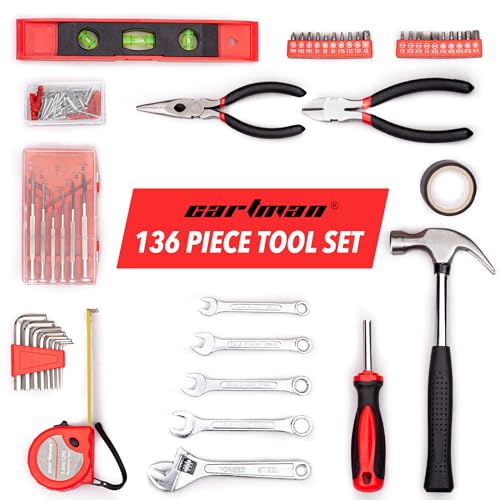 CARTMAN 136-Piece Tool Set General Household Hand Tool Kit with Plastic Toolbox Storage Case - style: 136 PC
