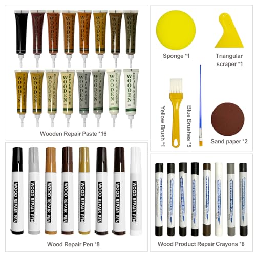 Wooden Furniture Repair kit - a Set of 43 Stain Sticks. Wood Scratch Repair, Floor Scratch Repair, Used for Scratches and Cracks in Wooden Floors, Tables, cabinets, Wooden Doors and Other Hardwood