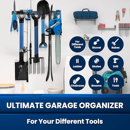 48'' All-Metal Garage Tool Organizer Wall Mount Heavy-Duty Tool Rack Holds 450 lbs, Adjustable Hooks for Garage, Yard, and Garden Equipment - size: 48" Alloy Steel