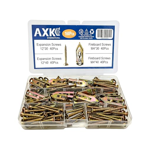 Self Drilling Drywall Anchor Kit 160PCS - Heavy Duty Carbon Steel Zinc Plated Expansion Anchors with Self Tapping Screws, No Pre-Drilling Required, for Drywall/Plasterboard/Sheetrock, AXK - size: 160PCS—2sizes KIT