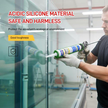 VGS067Aquarium Safe Silicone Sealant - 100% Waterproof Fish Tank Glue, Clear Structural Adhesive for Glass Building & Repair, High Strength Acidic Cure, (10.15 fl oz-4 Pack) - style: 4 Pack