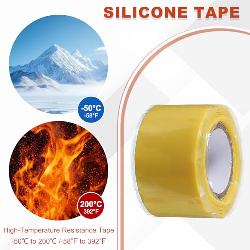 uxcell 2 Pcs Self Fusing Silicone Tape, 1" x 5ft Waterproof Water Leak Sealing Tape for Plumbing Pipe Hose Repair Handles, Yellow - color: Yellow, size: 1" x 5ft