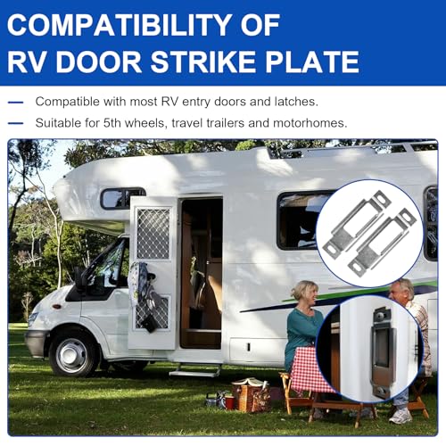 314301 RV Baggage Door Strike Plate, RV Luggage Door Latch Camper Latches for 5th Wheels, Travel Trailer and Motorhomes, Mobile Home Door Plate RV Entry Door Replacement Parts (2 Pack)