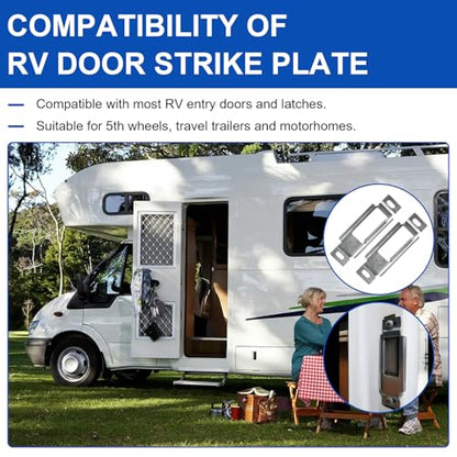314301 RV Baggage Door Strike Plate, RV Luggage Door Latch Camper Latches for 5th Wheels, Travel Trailer and Motorhomes, Mobile Home Door Plate RV Entry Door Replacement Parts (2 Pack)