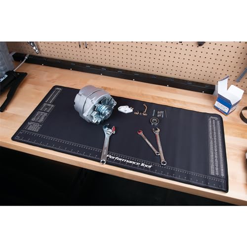 Performance Tool W88977 Neoprene Mat with Ruler and Reference Charts, Chemical Resistant, 16-Inch x 35.75-Inch, Protects Work Surface from Solvents and Oils - size: Neoprene Work Mat, 16” x 35.75”