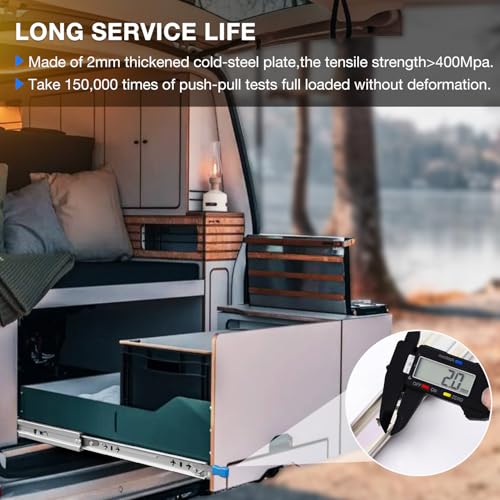 Heavy Duty Locking Drawer Slides Full Extension Runners with Lock 12 14 16 18 20 22 24 26 28 30 32 34 36 38 40 Inch Side Mount Rails for Drawer Capacity 250lb 1 Pair - size: 18 Inch