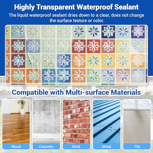 Transparent Waterproof Coating Sealant 280 Oz (8 KG), Invisible Clear Waterproofing Agent, Waterproof Sealant for Indoor & Outdoor Leak Repair, Works on Roof, Gutter, Metal, Wood, Skylight - style: 280 OZ