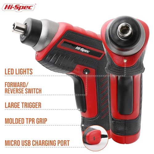Hi-Spec 35pc Red Tool Kit with 3.6V USB Electric Screwdriver and Drill Set. Complete Basic Tool Set - color: Red, size: 35 Pieces