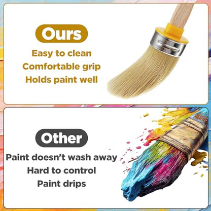 3 Packs Trim Paint Brush for Walls, Round Paint Brushes for Touch up House Wall Edges, Detail Areas Small Repairs Art, Sash, Baseboards and Corners