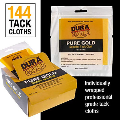 Dura-Gold - Pure Gold Superior Tack Cloth (Case of 144) Woodworking, Automotive Paint, Tack Cloth Autobody Painting, Painters Cloths, Dust Rags, Stain Rags, Wood Staining Pads, Tac Cloths, Tacky Towel - size: 12 Count (Pack of 12)