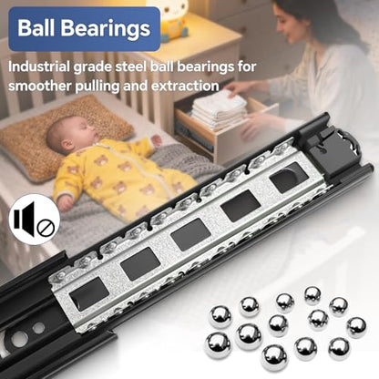 ToBeGreat Push to Open Soft Close Drawer Slides 18 Inch Side Mount Dresser Runner Black,2/3 Full Extension Ball Bearing 100 LB Kitchen Nightstand Glides Rails 1 Pair - color: Black(Push to Open & Soft Close)-1 pair, size: 18 Inch