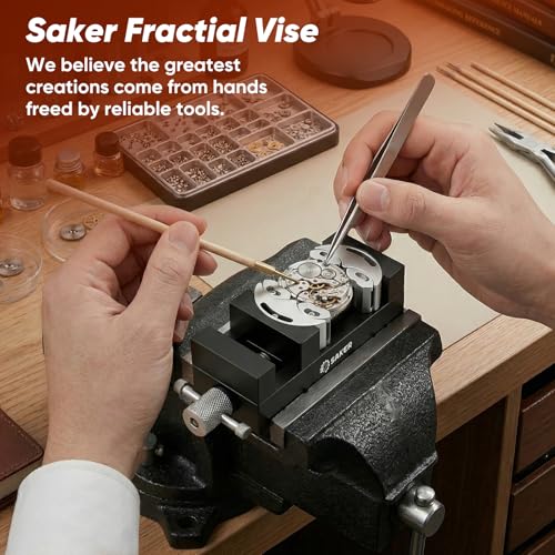 Saker Fractal Vise-Mini Vise Clamp- Bench Vise/Drill Press Vise, Self-Adjusting Aerospace-grade Aluminum Alloy&Heavy-Duty CNC Machined for Jewelry Making, DIY, Woodworking, and Repair - color: Black