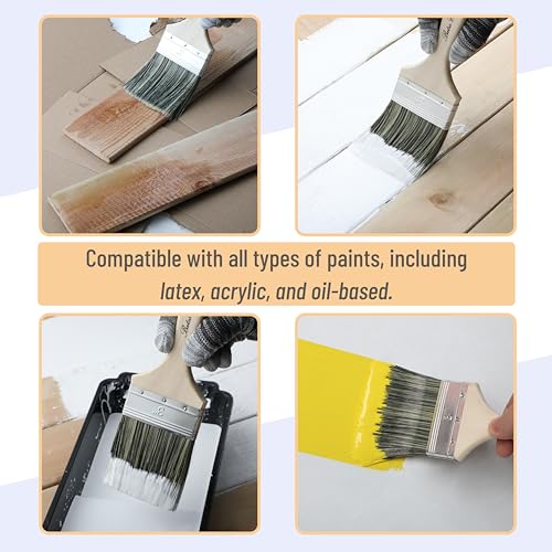 Bates- Double Thick Chip Paint Brush, 3 Inch, 2 Pack, Wooden Handle, Flat Paint Brushes for Walls and Trim, Synthetic Bristles