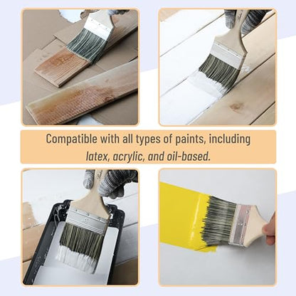 Bates- Double Thick Chip Paint Brush, 3 Inch, 2 Pack, Wooden Handle, Flat Paint Brushes for Walls and Trim, Synthetic Bristles