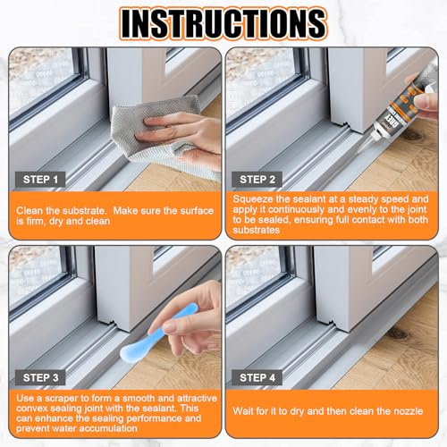 JAOJAO Gray Caulk, Waterproof Gray Silicone Caulk Excellent Adhesion Long-Lasting Flexibility Stable Performance Widely Applicable for Kitchen Sinks Bathrooms Doors and Windows, 100ml - color: Grey