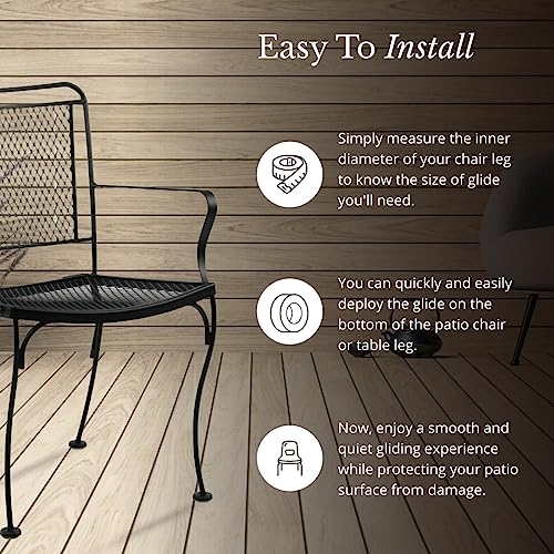 1-1/2" Deluxe Wrought Iron Chair Glides, Protect Your Outdoor Furniture, Chair Leg Floor Protectors, Floor Protector, Pack of 16, Black - size: Pack of 16