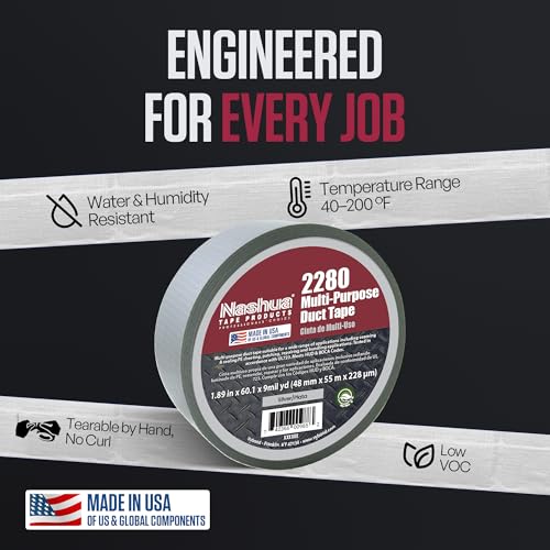 Nashua 2280 Burgundy (Dark Maroon) Duct Tape, All Purpose, Water Resistant, 1.89 Inch x 60 yds, 1 Roll - color: Burgundy / Dark Maroon, size: 1.89" x 60yds