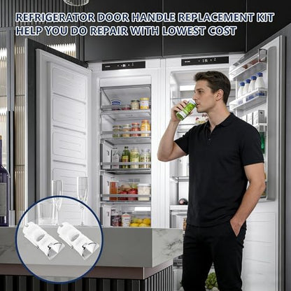 Upgraded DA61-07540A Freezer Door Handle Support Kit Compatible with Samsung Refrigerator Replacement Parts, Includes DA67-02787A Cap & 6009-001526 Screws, Fits AP5578979 PS4145181, White (4 Pack)