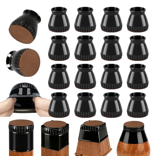 Chair Leg Floor Protectors, 24 Pack Silicone Furniture Pads for Hardwood Floors, Anti-Scratch Furniture Sliders Felt Pads, Noise-Reducing Chair Feet Covers, Table Legs Fit Sizes to(0.51" to 0.89") - color: Black（24pcs）, size: Universal S
