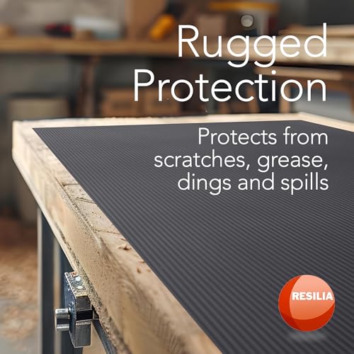 RESILIA Black V-Groove Utility Runner - Waterproof Vinyl Floor/Surface Protector, Heavy Duty Mats, Indoor Hardwood, Hard Floors, Garage, Hallway, Entryway, Kitchen, & Outdoor, 36” x 6’, Made in USA - size: 36" x 72"