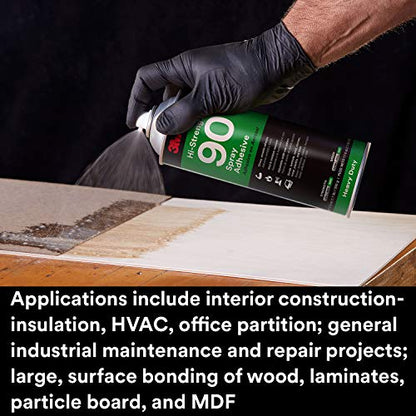 3M Hi-Strength 90 Spray Adhesive, Permanent, Bonds Laminate, Wood, Concrete, Metal, Plastic, Clear Glue, Net Wt 12.23 oz (Pack of 2) - size: 16 fl oz (Net Wt 12.23 oz) (Pack of 2), style: Hi-Strength 90