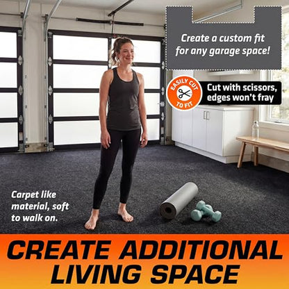 Armor All Premium Original Small Vehicle Garage Floor Mat, (8'4” x 7'4"), Protects Surfaces, Transforms Garage, Absorbent/Waterproof/Durable (Includes Double Sided Tape) (USA Made) (Charcoal) - size: 7'4" x 8'4" (Rectangular)