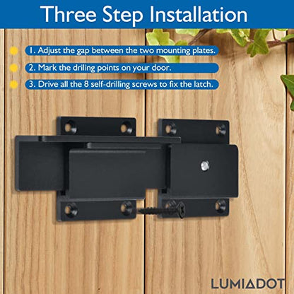 Flip Gate Latch Lock with Padlock Hole 2Pack, 3.5mm Heavy Duty Aluminum Alloy Adjustable Door Latch for Sliding Swing Open Gate, Outdoor, Wooden Fence, Barn, Shed, Garage, Yard - size: 2 Pack