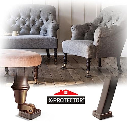 Furniture Cups X-PROTECTOR – 1.7" Caster Cups 4 PCS – Lined Furniture Coasters – Ideal Bed Stoppers – Non Skid Furniture Pads with a Perfect Design – Rubber Furniture Pads - Protect Any Flooring! - size: 4 PCS, 1.7" x 1.7"
