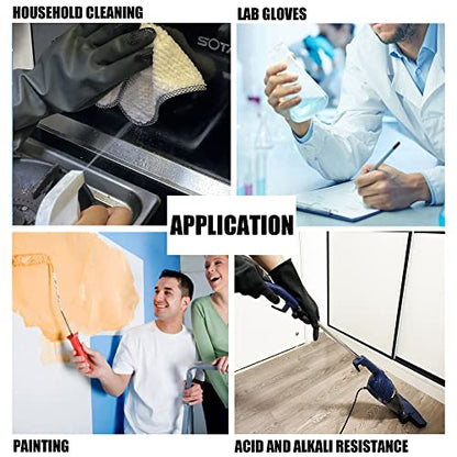 Chemical Resistant Latex Gloves,Cleaning Protective Safety Work Heavy Duty Rubber Gloves, S-M-L-XL Size, Black 1 Pair - color: L/12.6''