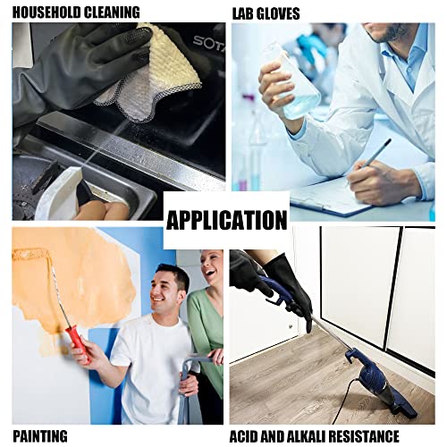 Chemical Resistant Latex Gloves,Cleaning Protective Safety Work Heavy Duty Rubber Gloves, S-M-L-XL Size, Black 1 Pair - color: M/12.2''