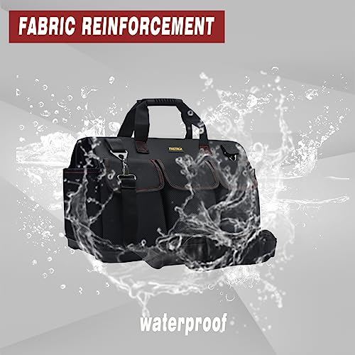 FASTECH 22-inch Heavy Duty Bottom Tools Bag With Wide Mouth For Tool Storage, Carrier and Organizer, Tool Bag For Men, Wide Mouth Tote Bag With Inside Pockets (22Inch) - size: 22IN BOTTOM