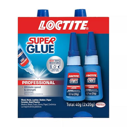Loctite Super Glue Professional Liquid, Clear, 0.7 fl oz Bottle, 2 Pack - Superglue for Plastic, Wood, Metal, Crafts & Repair, Cyanoacrylate Adhesive Instant Glue, Quick Dry - size: 2 Pack