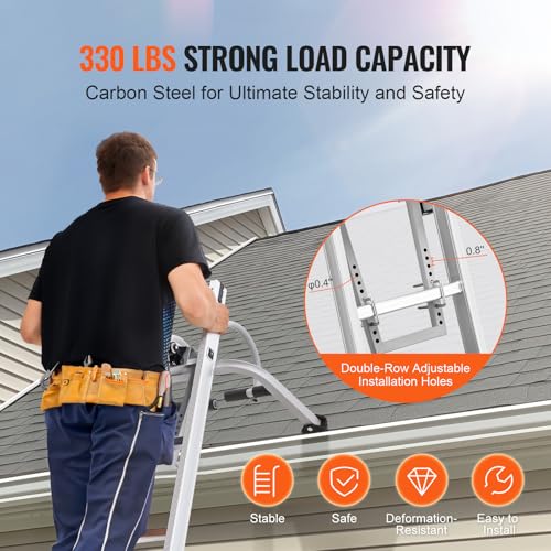 VEVOR Ladder Stabilizer, 2 in 1 Extension Wall Ladder Standoff Hook, Roof Ridge Ladder Accessories Both Horizontally and Vertically, Heavy-Duty Steel Rubber Grip T-Bar, Quick Access to Steep Roofs - size: KH-WD03