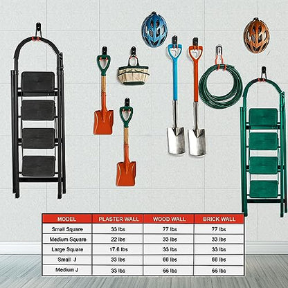 Wallmaster Garage Hooks Organizer Kit,12 Pack Adjustable Heavy Duty Shelving Hook,Wall Mount Utility Steel Garage Organization, for Organizing Garden Tools - size: 12 pcs-Orange