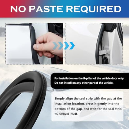 2PCS 2.62Ft Adjustable Automotive Weather Stripping Door Seal,Open-end Car Door Weather Stripping with Upgraded U-Shaped Fixing Steel Strip & Bayonet,Thickened Car Rubber Edge Trim - color: B-Pillar