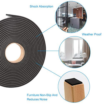Foam Tape Weather Stripping Window Seal,1"Wx1/8"T High Density Seal Strip,Adhesive Closed Cell Weather Strip(Total 30FT,Black) - size: 1"W x 1/8"T x 30FT